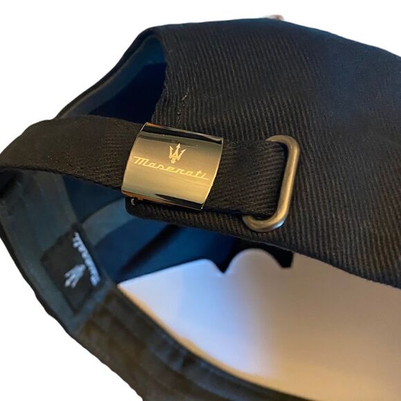 Maserati NWOT Black Cap with Side Gray Maserati Script Patch Fast Baseball Hat - Picture 4 of 4